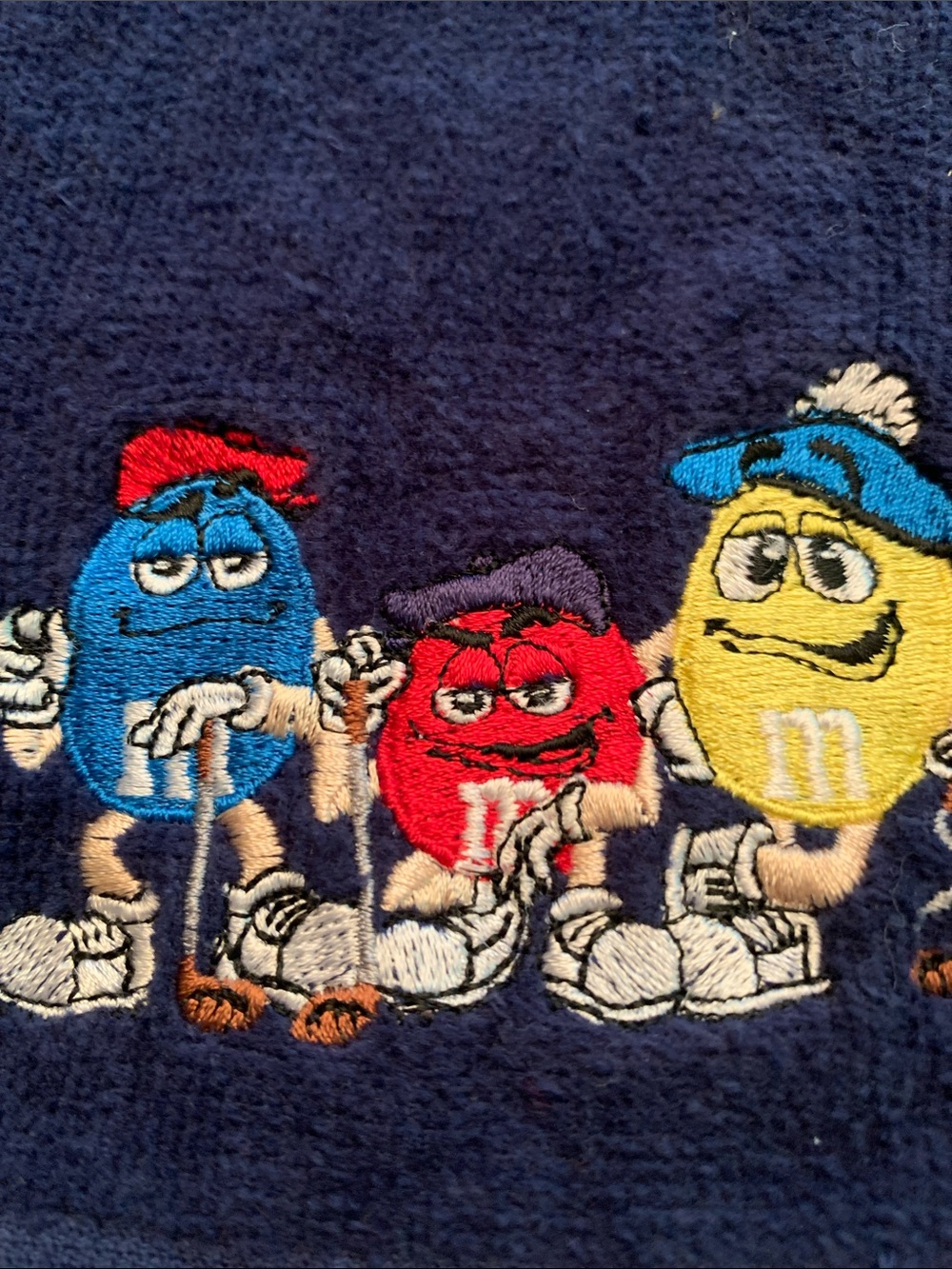 Golf Collectible M&M'S Navy Blue Golf Towel with Embroidered Characters - Picture 4 of 7